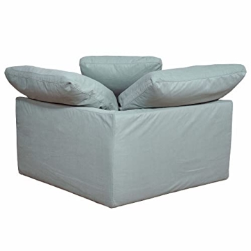 Ocean Blue Slipcovered L-Shape Sectional Sofa Comfort