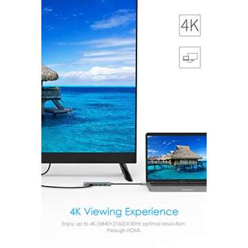 LENTION USB C Hub with 4K HDMI, 3 USB 3.0, SD 3.0 Card Reader Compatible 2020-2016 MacBook Pro 13/15/16, New iPad Pro/Mac Air/Surface, Chromebook, More, Multi-Port Dongle Adapter (CB-C34, Space Gray)