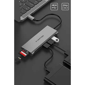 LENTION USB C Hub with 4K HDMI, 3 USB 3.0, SD 3.0 Card Reader Compatible 2020-2016 MacBook Pro 13/15/16, New iPad Pro/Mac Air/Surface, Chromebook, More, Multi-Port Dongle Adapter (CB-C34, Space Gray)