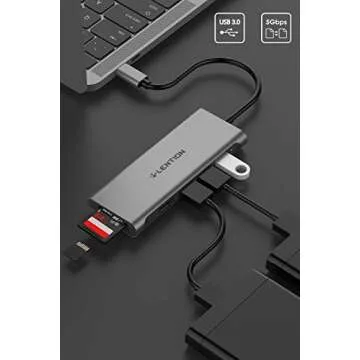 LENTION USB C Hub with 4K HDMI, 3 USB 3.0, SD 3.0 Card Reader Compatible 2020-2016 MacBook Pro 13/15/16, New iPad Pro/Mac Air/Surface, Chromebook, More, Multi-Port Dongle Adapter (CB-C34, Space Gray)