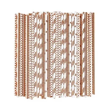 Elegant Biodegradable Rose Gold Paper Straws for Events