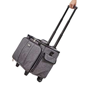 HOMEST Deluxe Sewing Machine Case with Wheels, Rolling Trolley Tote with Multiple Storage Pockets fo...