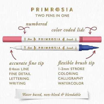 Primrosia Fauna - 60 Vibrant Dual Tip Watercolor Brush and Fine Tip Pens