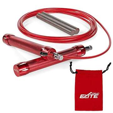 Train Elite 1.2 LB Heavy Weighted Handles Adjustable Locking System Fitness Strength Cable Jump Rope...
