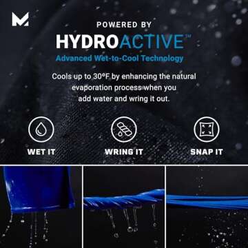 MISSION Cooling Hoodie Towel, Black - Soft, Durable Microfiber - Cools Up to 2 Hours - UPF 50 Sun Protection - Machine Washable