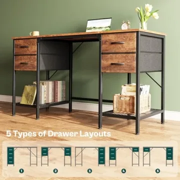 Huuger 55 Inch Computer Desk with Storage Drawers