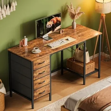 Huuger 55 Inch Computer Desk with Storage Drawers