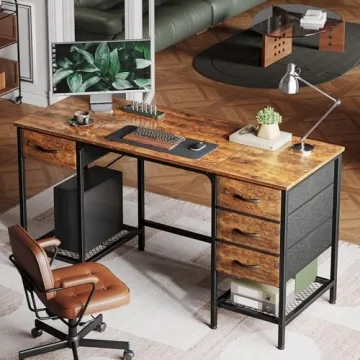 Huuger 55 Inch Computer Desk with Storage Drawers