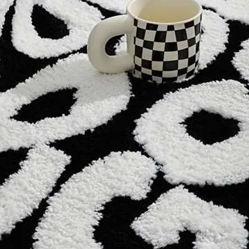 MOJUN Letters You Look Good Bath Mat, 24.4”x 31.4” Cute Soft Black White Non Slip Shower Rug Absorbent Bathoom Rugs Bath Mat Rugs for Bedroom Doormat Kitchen Home Decor