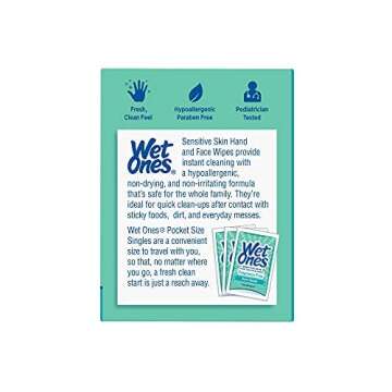Wet Ones Singles Sensitive Skin Individually Wrapped Hand Moist Wipes -24ct (pack of 3)