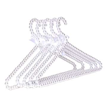 Concepts Premium 5-pack heavy duty pearl With White Ribbon Trim Hangers- For Wedding and Engagement Gowns - Slim Design Also Can Be Used For Suits Shirts