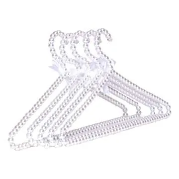 Concepts Premium 5-pack heavy duty pearl With White Ribbon Trim Hangers- For Wedding and Engagement Gowns - Slim Design Also Can Be Used For Suits Shirts
