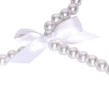 Concepts Premium 5-pack heavy duty pearl With White Ribbon Trim Hangers- For Wedding and Engagement Gowns - Slim Design Also Can Be Used For Suits Shirts