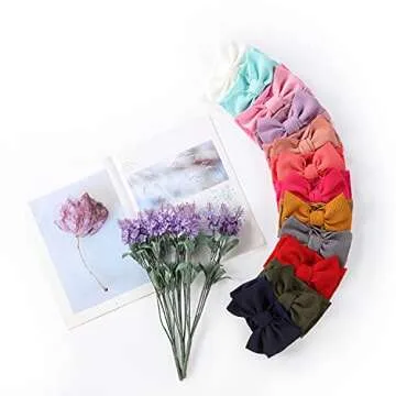 Cinaci 12 Pack Oversized Colorful Solid Stretchy Nylon Headbands with Big Bow Large Knot Hair Bows Soft Elastic Hair Bands Hair Accessories Wide Headwraps for Newborn Baby Girls Infants Toddlers Kids