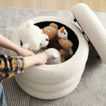 Zibeths Boucle Ottoman with Storage for Modern Homes