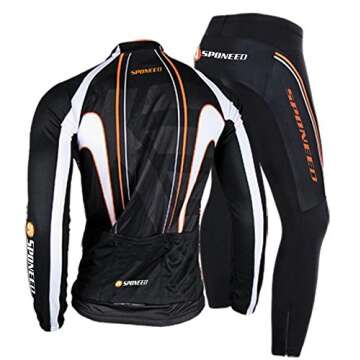 sponeed Bicycle Clothing Men Windproof Bike Pants Padded Long Sleeve Spring Gear Suits for Biking Ou...
