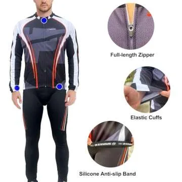 sponeed Bicycle Clothing Men Windproof Bike Pants Padded Long Sleeve Spring Gear Suits for Biking Outfits US L Multi