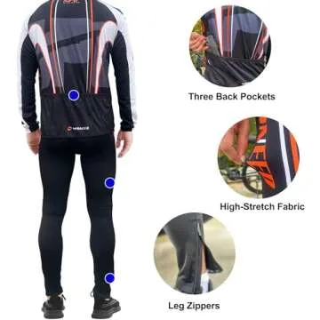 sponeed Bicycle Clothing Men Windproof Bike Pants Padded Long Sleeve Spring Gear Suits for Biking Outfits US L Multi