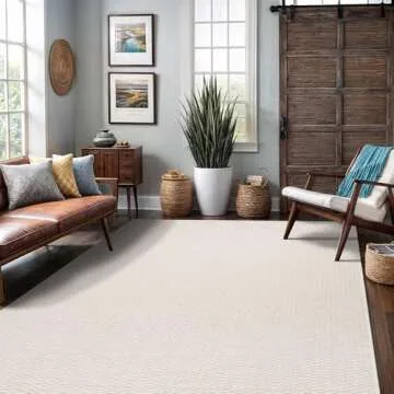 LuuL Home Easy Jute Rugs 9x12 White Color Living Room Indoor Outdoor Area Rug for Farmhouse Patio and Kitchen Rug High Traffic Washable Easy to Clean Solid Boho Woven Design Outside Carpet (9 x 12)