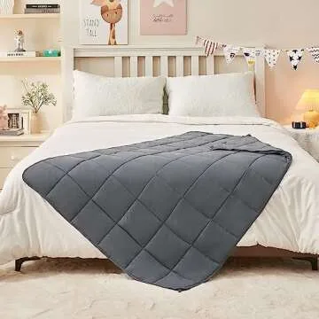 yescool Weighted Blanket 5 Pounds Cooling Weighted Lap Blanket, Grey Heavy Blanket for Sleeping, Washable Weighted Throw Blanket for 40-60lbs, 36"x48"