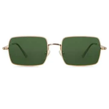 SOJOS Rectangle Polygon Polarized Sunglasses for Women Men Retro Classic Vintage Shades SJ1168 Green Lens