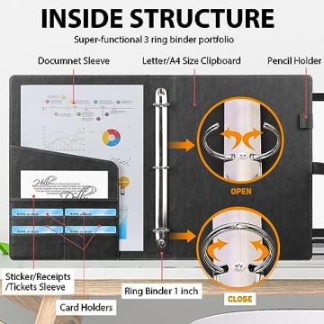 Toplive Padfolio Grey Business Organizer for Interviews
