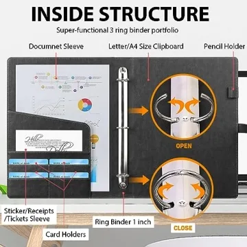Toplive Padfolio Grey Business Organizer for Interviews
