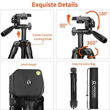 UGO Basics 55-inch Lightweight Tripod for Cameras and Phones