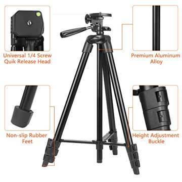 UGO Basics 55-inch Lightweight Tripod for Cameras and Phones