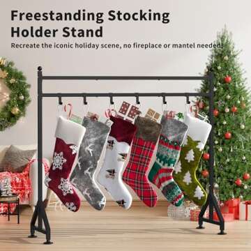 GloTika Freestanding Christmas Stocking Holder Stand for Floor, Heavy Duty Christmas Stocking Stand ...