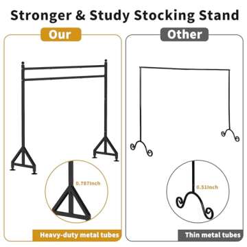 GloTika Freestanding Christmas Stocking Holder Stand for Floor, Heavy Duty Christmas Stocking Stand with 8 Hook, Metal Holiday Decor Hanger Display for Home, Floor, Living Room