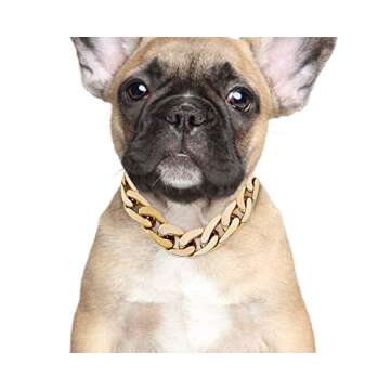 Rose Gold Link Chain Necklace for Dogs - 27 cm - Tiny Bling for Small Dog or Puppy - Lightweight Bra...
