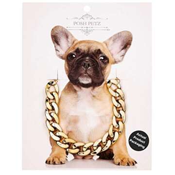 Rose Gold Link Chain Necklace for Dogs - 27 cm - Tiny Bling for Small Dog or Puppy - Lightweight Braided Metal Look - Fits Chihuahua, Yorkie, Mini Breeds,Cute Pet Jewelry and Accessories (Rose Gold)