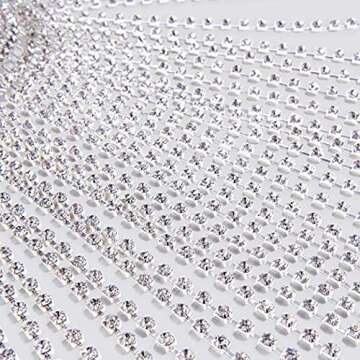 Earent Tassel Rhinestone Cap Headpiece Silver Crystal Head Chain Jewelry Roaring 1920s Belly Dance Bridal Hair Accessories for Women(A-Silver tassel)