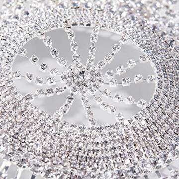 Earent Tassel Rhinestone Cap Headpiece Silver Crystal Head Chain Jewelry Roaring 1920s Belly Dance Bridal Hair Accessories for Women(A-Silver tassel)