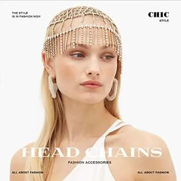 Earent Tassel Rhinestone Cap Headpiece Silver Crystal Head Chain Jewelry Roaring 1920s Belly Dance Bridal Hair Accessories for Women(A-Silver tassel)