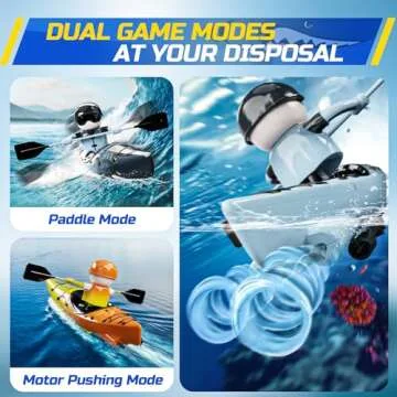 DEERC RC Kayak Boat for Kids,2.4 Ghz Remote Control Shark Boat Toys W/LED Light for Pools,Lake,Bathtub Never Capsize Summer Outdoor Water Toys Gift for Ages 4-8 Boys Girls