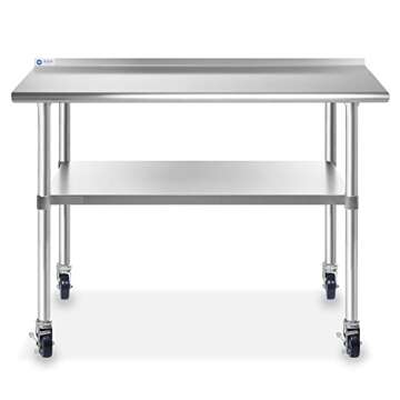 GRIDMANN Stainless Steel Table 48 in. x 24 in., NSF Commercial Kitchen Prep & Work Table w/ Backspla...