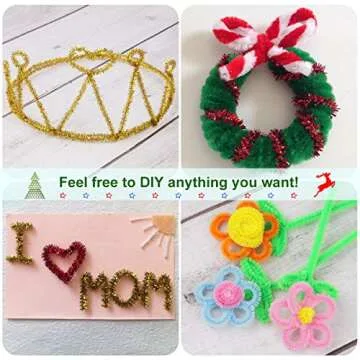 Pipe Cleaners, Pack of 1000 Pieces Jumbo Pipe Cleaners Crafting DIY Projects Pipe Cleaners Bulk 20 Colors Bundle Bling-bling/Matte Colors Available Ideal for School Projects & Decorations