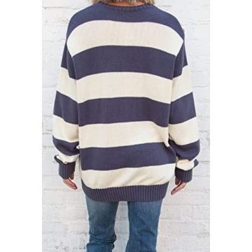 Women Y2K Striped Oversized Sweater for Stylish Comfort