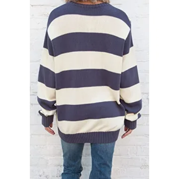 Women Y2K Striped Oversized Sweater for Stylish Comfort