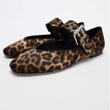 MRKEWUNEY Elegant Leopard Ballet Flats for Women - Chic Comfort and Style