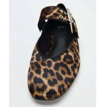 MRKEWUNEY Elegant Leopard Ballet Flats for Women - Chic Comfort and Style