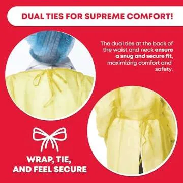 Ever Ready First Aid Isolation Gown with Elastic Wrists, Fluid Resistant, Yellow (Pack of 10)