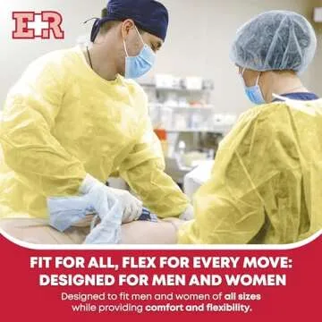 Ever Ready First Aid Isolation Gown with Elastic Wrists, Fluid Resistant, Yellow (Pack of 10)