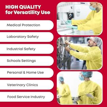 Ever Ready First Aid Isolation Gown with Elastic Wrists, Fluid Resistant, Yellow (Pack of 10)