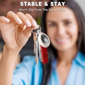 oakxco Beige Airtag Keychain Silicone, Airtag Holder with Key Ring, Air Tag Cover Cute Accessories f...