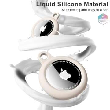 oakxco Beige Airtag Keychain Silicone, Airtag Holder with Key Ring, Air Tag Cover Cute Accessories for Kids, Luggage, Car Dog Collar, Car, Compatible with Apple Airtag Case Waterproof, Cream Stone