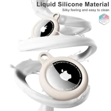 oakxco Beige Airtag Keychain Silicone, Airtag Holder with Key Ring, Air Tag Cover Cute Accessories for Kids, Luggage, Car Dog Collar, Car, Compatible with Apple Airtag Case Waterproof, Cream Stone