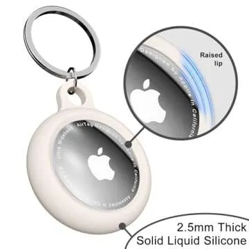 oakxco Beige Airtag Keychain Silicone, Airtag Holder with Key Ring, Air Tag Cover Cute Accessories for Kids, Luggage, Car Dog Collar, Car, Compatible with Apple Airtag Case Waterproof, Cream Stone